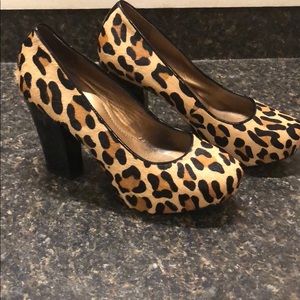Platform Leopard Print Pumps- Excellent Cond